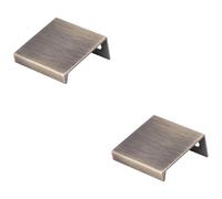 2 Pack - Square Edge Finger Pull Handle - Antique Brass 40mm - Slim Cupboard Drawer