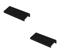2 Pack - Square Edge Finger Pull Handle - Matt Black 100mm - Slim Cupboard Drawer