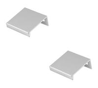 2 Pack - Square Edge Finger Pull Handle - Polished Chrome 40mm - Slim Cupboard Drawer