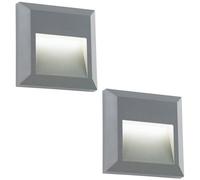 2 Pack Square Ip65 Guide Light - Indirect 1.1W Warm White Led - Gray Abs
