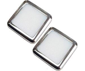 2 Pack | Square LED Mini Plinth Light & Driver Kit | Stainless Steel & Natural White | Bathrooms & Kitchen Skirting Kickboard Spot Lights | Recessed/Flush Cabinet Counter Panel Lighting | Loops