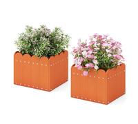 2 Pack Square Planter Box HDPE Flower Pot Raised Garden Bed