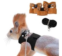 2 Pack Squirrel Harness and Leash Set, Adjustable Soft Leather for Small Pet Walk Jogging Bearded Dragon Reptile Squirrel Rat(brown)