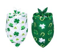 2-Pack St Patricks Day Dog Bandanas, Green Shamrock Dog Scarf for Small & Medium Dogs, Reversible Adjustable Fit St Patricks Dog Bandana