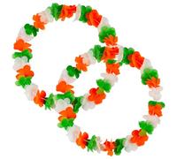 2-Pack St. Patrick's Day Lei Necklaces,Irish Flag Colored Floral Garlands for Parades, Parties & Costumes (Green/White/Orange, Unisex for Adults & Kids)