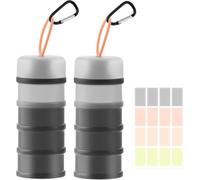 2 Pack Stackable 4-Layer Protein Powder Container, 120ml Per Compartment Leakproof Portable Powder Dispenser with Carabiner for Fitness Travel-KongWLing
