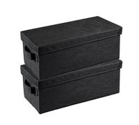 2-Pack Stackable CD/DVD Storage Box 36x17x14cm Foldable Disc Media Case Container Holds 20 DVDs/45 CDs Portable Handles Cover for Home Office Black