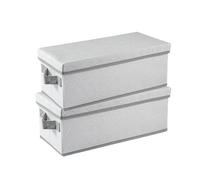 2-Pack Stackable CD/DVD Storage Box 36x17x14cm Foldable Disc Media Case Container Holds 20 DVDs/45 CDs Portable Handles Cover for Home Office Gery