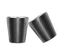 2 Pack Stackable Stainless Steel Cups 10oz/300ml - Double Wall Insulated, Titanium-Plated, Shatterproof, Dishwasher Safe - Diamond Textured (Black) - for Coffee, Beer, Camping & Travel