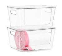 2 Pack Stackable Trash Bag Dispenser with Clear Acrylic Lid, Large Garbage Bag Dispenser for Kitchen, Laundry Room, Under Sink Organizer and Pantry Storage
