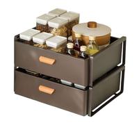 2 Pack Stackable Under Sink Organizer with Silent Full-Extension Slides, Depth: 43cm/17 Kitchen Cabinet Organizer No Drilling for Pantry Bathroom Wardrobe Living Room