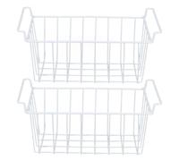 2 Pack Stackable Wire Storage Baskets with Handles for Kitchen Refrigerator Bathroom (L 49.5cm X W 24.5cm X H 20cm)