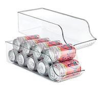 2-Pack Stacking Fridge Can Organiser,Clear Plastic Storage Drawer For Canned Drinks Food Fridge Storage Containers,Refrigerator Organizers And Storage Sack Canning Racks