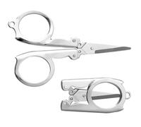 2 Pack Stainless Small Mini Steel Folding Scissors Portable Foldable Travel Metal Scissors for Craft, Fishing Sewing 10cm,Thread Cutter