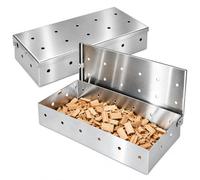 2 Pack Stainless Steel BBQ Smoker Box Set Wood Chip Smoker Boxes for Grills | Each smoker box features a vented lid that allows smoke to circulate during cooking.