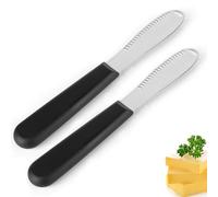 2 Pack Stainless Steel Butter Knife Set - 3-in-1 Multi-Function Butter Spreader, Curler & Scoop with Non-Slip Handle - Perfect for Butter, Cheese, Jams, Jellies & More