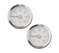 2 Pack Stainless Steel Clamp-On Tube Thermometer 63mm Dial 0-120°C Temperature Gauge with Spring Attachment for Accurate Heating Pipe Measurement,Easy-Installation in Home Improvement
