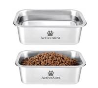 2 Pack Stainless Steel Dog Bowls for Large Dogs,1.25 Gallons Large Capacity Dog Food and Water Bowl Set with Stickers for Indoor and Outdoor Universal for Small & Medium Dogs 12.5×8.6×3.9 inches