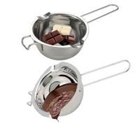 2 Pack Stainless Steel Double Boiler Pot, Chocolate Melting Pot Soap Candle Candy Making Tool Kit Wax Melting Heat Proof Bowl for Melting Chocolate, Butter, Cheese(Silver+Black)