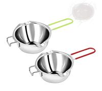 2 Pack Stainless Steel Double Boiler Pot, Chocolate Melting Pot Soap Candle Candy Making Tool Kit Wax Melting Heat Proof Bowl for Melting Chocolate, Butter, Cheese(Green+Red)