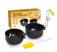 2 Pack Stainless Steel Egg Poacher, Non-Stick Egg Cooker with Fried Egg Ring, Collapsible Poached Egg Maker for Perfect Eggs