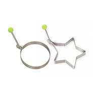 2 Pack Stainless Steel Egg Rings, Heart & Flower Egg Mold Set, Non Stick Fried Egg Mold for Pancakes, Breakfast Sandwiches, Eggs, Crumpets and Cooking (1 × Round Egg Ring +1 × Star Egg Ring)