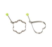 2 Pack Stainless Steel Egg Rings, Heart & Flower Egg Mold Set, Non Stick Fried Egg Mold for Pancakes, Breakfast Sandwiches, Eggs, Crumpets and Cooking (1 × Heart Egg Ring + 1 × Flower Egg Ring)
