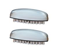 2 Pack Stainless Steel Handle nail brush Set, Firm Bristle Scrubber for Hands and Fingertips, Compact nail brushes for cleaning nails and toenails (Silver)