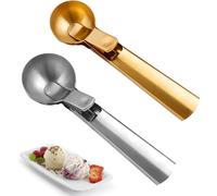 2 Pack Stainless Steel Ice Cream Scoops with Easy Trigger - Food Scoops for Potato, Yogurt, Melon Ball, Cookie