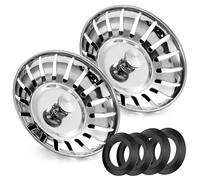 2 Pack Stainless Steel Kitchen Sink Bowl Strainer and Plug, 80mm Kitchen Sink Plug for Single Double Bowl Use, Kitchen Bathroom Food Hair Catcher Filter Stopper - Prevent Clogs, Bad Smells