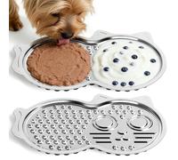 2 Pack Stainless Steel Lick Mat for Dogs Cats with Non-Slip Base and Textured Surface, Slow Feeder Interactive Enrichment Licking Pad for Anxiety Relief Bathing Grooming, Dishwasher