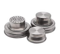 2 Pack Stainless Steel Mason Jar Shaker Lids with Silicone Seals for Regular Mouth Mason, Canning Jars Spices, Salt, Peppers or Shake Drinks Cocktail