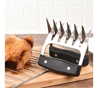 2 Pack Stainless Steel Meat Shredder Bear Claws with Plastic Handle, Meat Claws, Robust BBQ Pulled Pork Paws Cave Tools, Solid Metal Meat Claws, Sturdy