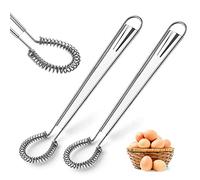 2 Pack Stainless Steel Mini Whisks Spring Coil Wire Egg Beater, Handheld Small Egg Whisk Beater Manual Hand Whisker for Coffee Sauce Milk Mixing