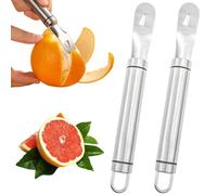 2 Pack Stainless Steel Orange Peeler, Long Handle Convenient Peel Cutter, Triangular-Blade & Zigzag-Shovel Orange Peeler Gadget, Lemon Vegetable Fruit Tools Kitchen Gadget
