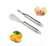 2 Pack Stainless Steel Orange Peeler Steel Long Handle Grapefruit Knife Lemon Peeler Orange Grapefruit Lemon Peeling Tool Kitchen Gadgets for Kiwi, Mango, Dessert, Citrus Fruits