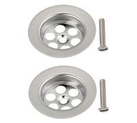2 Pack Stainless Steel Overflow Drain Cover, 2.76in/70mm Sink Drainer Plug Hair Catcher, Bathtub Hole Cover with Screws, Drain Filter Stopper for Hair and Food Debris