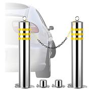 2-Pack Stainless Steel Parking Bollards with Lock, Durable Traffic Control Barriers for Outdoor Safety, Weather-Resistant, Ideal for Driveways & Public Spaces,