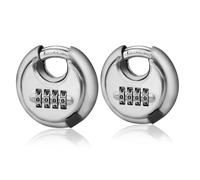 2 Pack Stainless Steel Round Combo Lock, 4 Digit Combination Lock, Combination Disc Padlock with Hardened Steel Shackle Combo Padlock for Locker, Gym, Storage Unit and Fence (Silver)