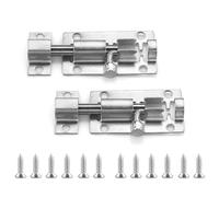 2 Pack Stainless Steel Sliding Bolt Latch Lock, 2 Inch (Silver)， Door Bolts Lock Latch,Resistant Small Plate Latches for Securing Internal Doors for Bedrooms, Bathrooms, Cupboards and Storage Units,