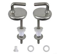 2 Pack Stainless Steel Toilet Seat Hinges with Top Fix Fittings, Quiet Close Mechanism, Adjustable Knobs and White Washers for Easy Installation,