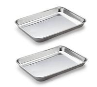 2 Pack Stainless Steel Tray Non Toxic Heavy Duty Thickening Pan for Kitchen Baking, Lab Instrument, Dental, Medical Surgical Instrument, Pet Treatment, Jewelry Tools(Medium