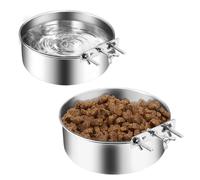 2 Pack Stainless Steel Water Bowl for Dog Crate, Metal Dog Food Bowl Set, Kennel Feeding Dish,Crate Bowls Hanging No Spill for Small Medium Large Puppy Breed Pet