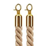 2 Pack Stanchion Rope, 32mm Thick Safety Barriers for Queue Divider Crowd Control, Line with Silver Hooks, 3m/9.8ft Each