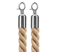 2 Pack Stanchion Rope, 32mm Thick Safety Barriers for Queue Divider Crowd Control, Line with Silver Hooks, 3m/9.8ft Each