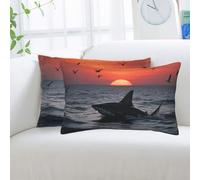 2 Pack Standard Pillowcases Sets, Ultra Soft Comfort Microfiber Plush Pillow Cases Sneaking Shark Decorative Throw Pillow Cover with Hidden Zipper for Bedroom, Sofa, Couch,16"X24"