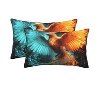 2 Pack Standard Size Pillow Cases for Hair and Skin Soft Breathable Pillow Case Covers with Hidden Zipper Fire and Water Phoenix Pillowcase 16"x24" Pillow Cover for Sleeping Gift