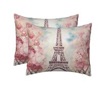 2 Pack Standard Size Pillow Cases for Hair and Skin Soft Breathable Pillow Case Covers with Hidden Zipper Beautiful Eiffel Tower Paris Pillowcase 20x26 Inches Pillow Cover for Sleeping Gift
