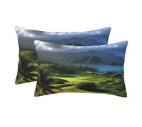 2 Pack Standard Size Pillow Cases for Hair and Skin Soft Breathable Pillow Case Covers with Hidden Zipper Scenic Hawaii Golf Tropical Pillowcase 16"x24" Pillow Cover for Sleeping Gift