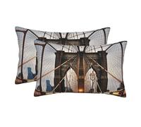 2 Pack Standard Size Pillow Cases for Hair and Skin Soft Breathable Pillow Case Covers with Hidden Zipper Photo of Brooklyn Bridge Pillowcase 16"x24" Pillow Cover for Sleeping Gift